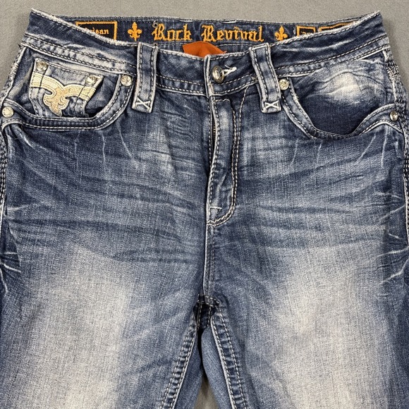 Rock Revival Arjean Easy Ankle Skinny Jeans Buckle Womens 28 Stretch RHINESTONE - Picture 5 of 13